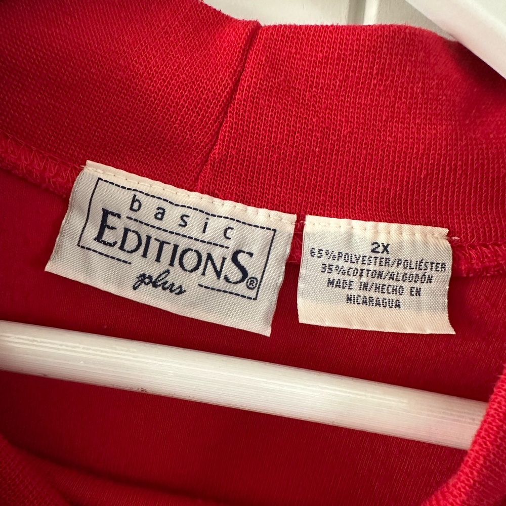 Vintage Basic Editions Plus Red Turtle Neck Long … - image 3